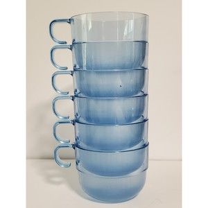 Set Of 6 Tupperware Preludio Punch Cups Watercolor Blue 21116